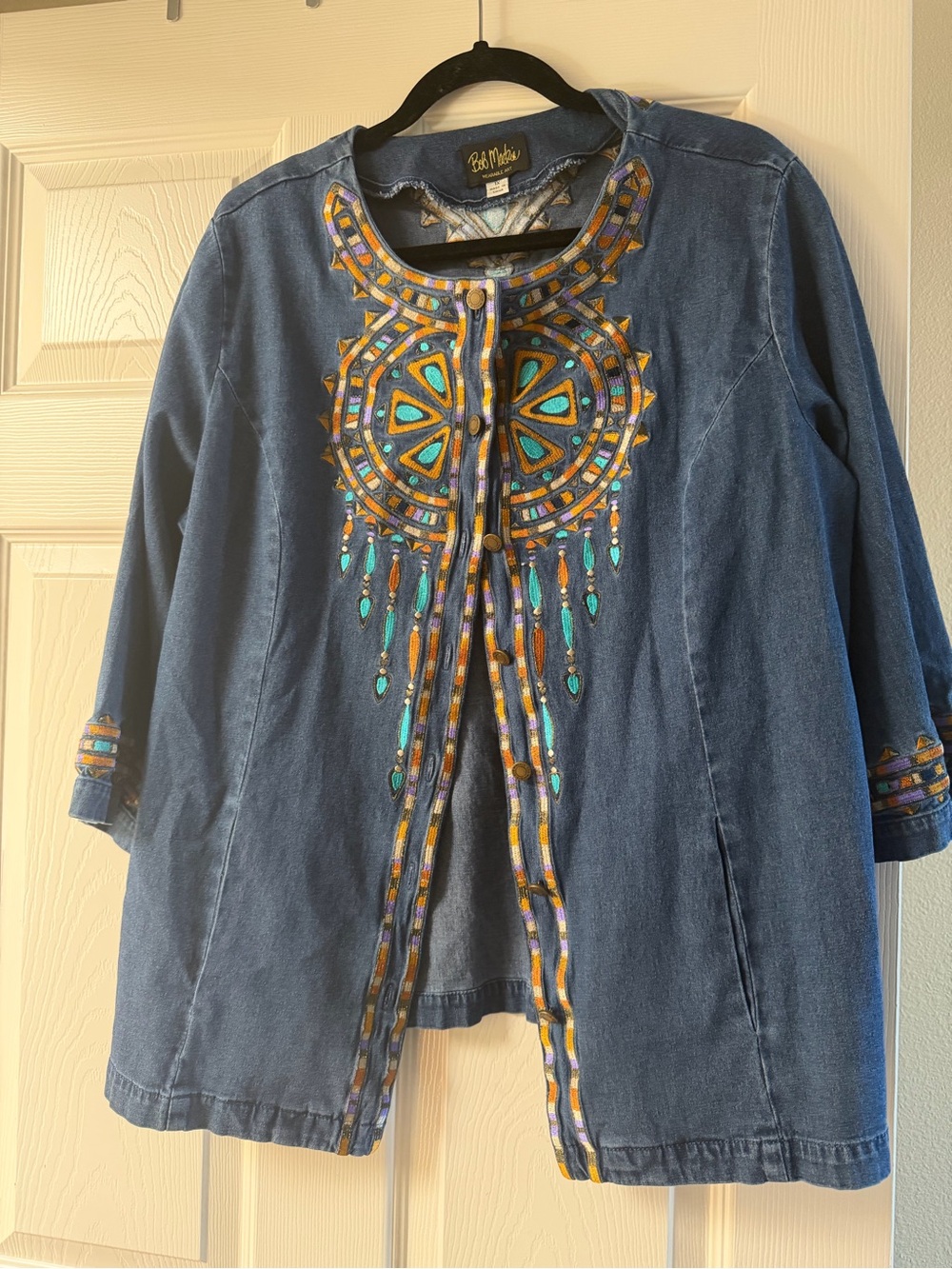 Bob Mackie Wearable Art Dreamcatcher Chambray Tunic